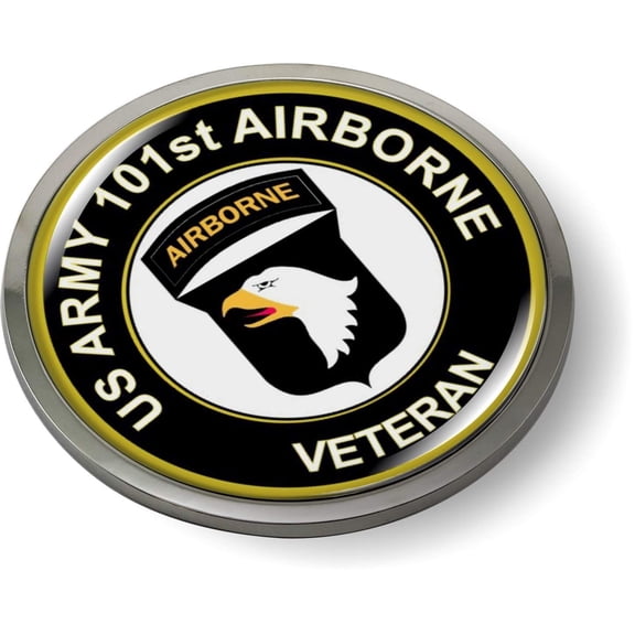 BestLicensePlateFrames - US Army 101ST Airborne Division Veteran (Air Assault) 3D Domed Car Emblem Badge Sticker Chrome Plastic Bezel - Official U.S. Army Licensed Product