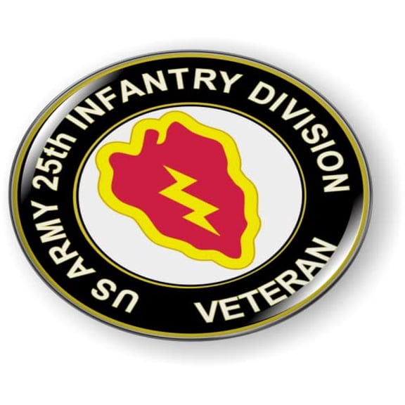 BestLicensePlateFrames - 25th Infantry Division (Tropic Lightning) US Army Veteran 3D Domed CAR Emblem Badge Sticker Flexible - Official U.S. Army Licensed Product