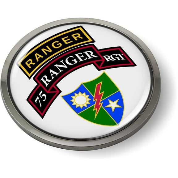 BestLicensePlateFrames - 75th Ranger Regiment U.S. Army 3D Domed CAR Emblem Badge Sticker Chrome Metal Bezel - Official U.S. Army Licensed Product