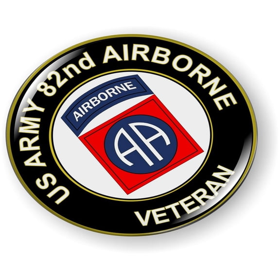BestLicensePlateFrames - US Army 82nd Airborne Veteran 3D Domed CAR Emblem Badge Sticker Flexible - Official U.S. Army Licensed Product