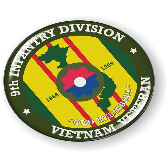 BestLicensePlateFrames - 9TH Infantry Division U.S. Army Vietnam Veteran 3D Domed CAR Emblem Badge Sticker Flexible - Official U.S. Army Licensed Product
