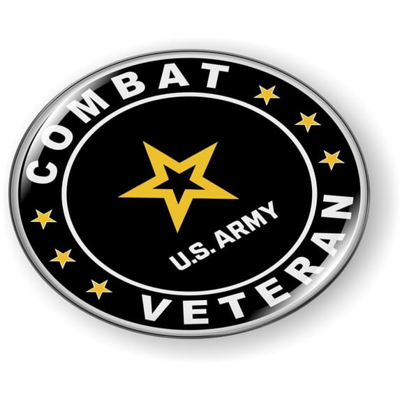 BestLicensePlateFrames - U.S. Army Combat Veteran 3D Domed CAR Emblem Badge Sticker Flexible - Official U.S. Army Licensed Product