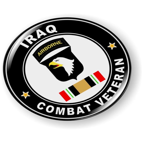 BestLicensePlateFrames Iraq Combat Veteran 3D Domed Car Emblem Badge Sticker, Flexible Design, Official U.S. Army Licensed Product