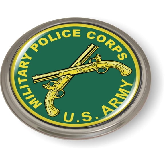 BestLicensePlateFrames - U.S. Army Military Police Corps 3D Domed CAR Emblem Badge Sticker Semi-Flexible Aluminum Bezel - Official U.S. Army Licensed Product