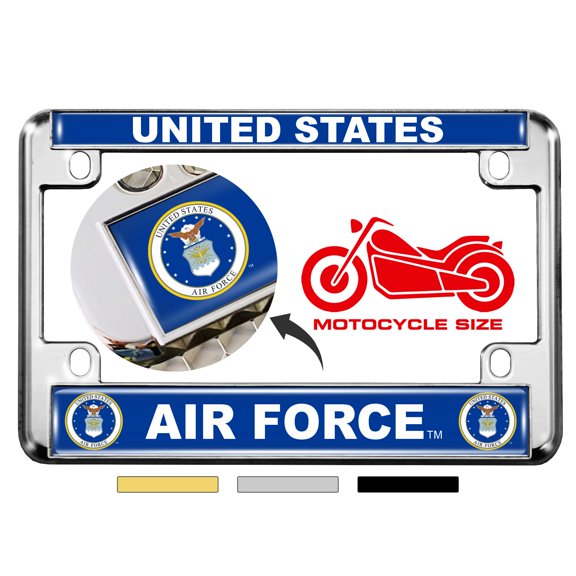 [Officially Licensed Product] - Motorcycle Metal License Plate Frame with United States Air Force, USAF Design - Chrome
