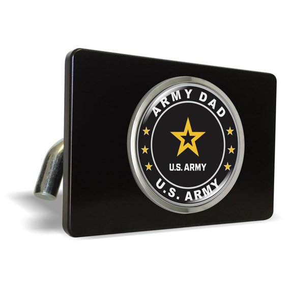 [Officially Licensed Product] - Premium QuaIity Anodized Billet Aluminum UV Resistant Metal Car Trailer/Tow Hitch Cover for 2" Receivers with Chrome Emblem - U.S. Army Dad