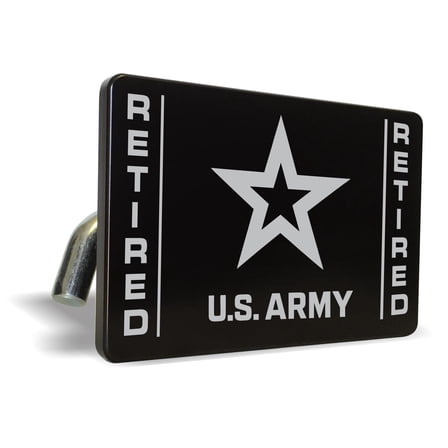 [Officially Licensed Product] - Retired U.S. Army Premium QuaIity Anodized Billet Aluminum Laser Etched UV Resistant Metal Trailer/Tow Hitch Cover for 2" Receivers, for Truck, SUV, Car