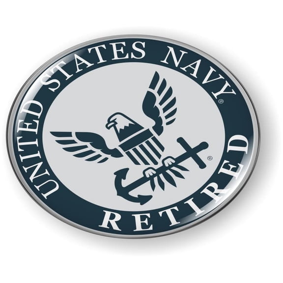 BestLicensePlateFrames - Retired U.S. Navy Eagle and Anchor Icon 3D Domed CAR Emblem Badge Sticker Flexible - Official U.S. Navy Licensed Product