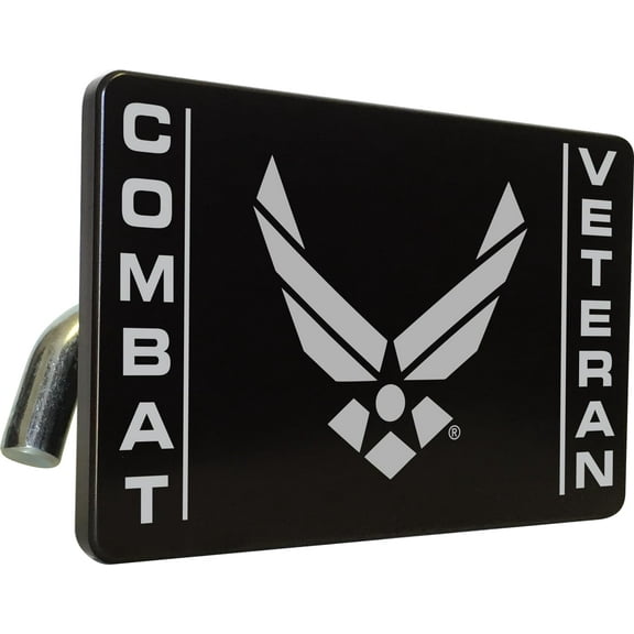 [Officially Licensed Product] - U.S. Air Force Combat Veteran - Premium QuaIity Anodized Billet Aluminum Laser Etched UV Resistant Metal Trailer/Tow Hitch Cover for Car, Truck, SUV 2" Receivers
