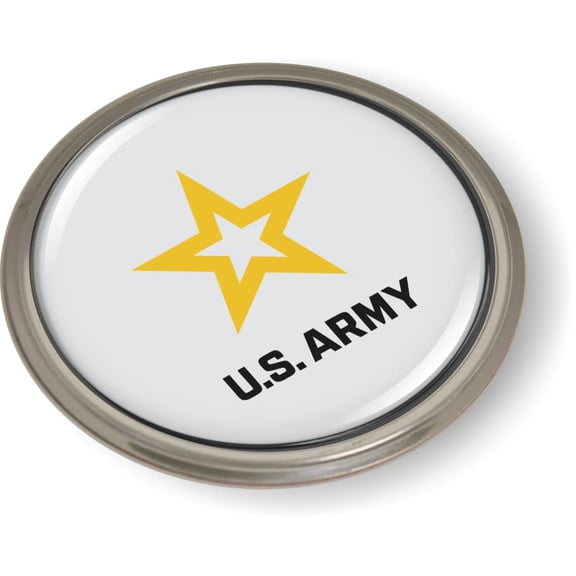 BestLicensePlateFrames - U.S. Army Star Logo 3D Domed CAR Emblem Badge Sticker Semi-Flexible Aluminum Bezel - Official U.S. Army Licensed Product