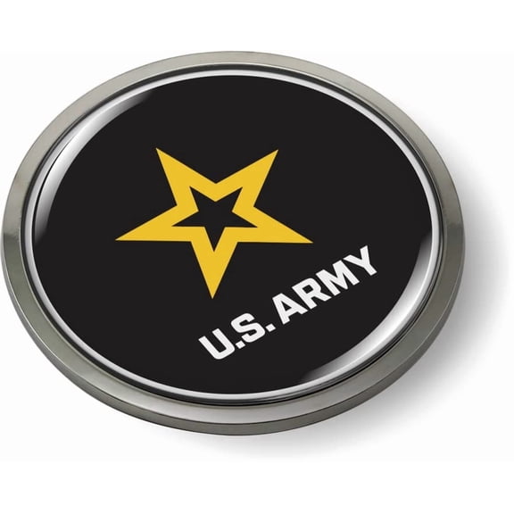 BestLicensePlateFrames U.S. Army Star Logo 3D Domed Car Emblem Badge Sticker with Chrome Metal Bezel, Black