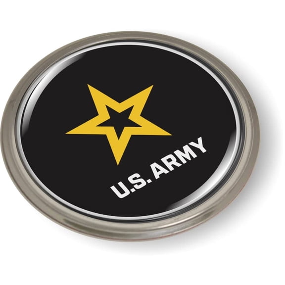 BestLicensePlateFrames - U.S. Army Star Logo Black 3D Domed CAR Emblem Badge Sticker Semi-Flexible Aluminum Bezel - Official U.S. Army Licensed Product