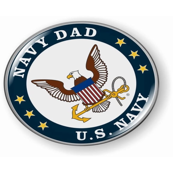 BestLicensePlateFrames - U.S. Navy Dad 3D Domed CAR Emblem Badge Sticker Flexible - Official U.S. Navy Licensed Product