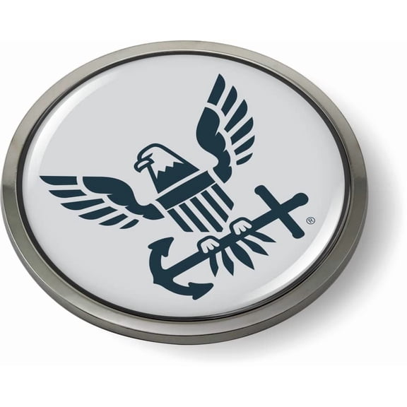 [Officially Licensed Product] - U.S. Navy Eagle and Anchor Icon 3D Domed CAR Emblem Badge Sticker Round
