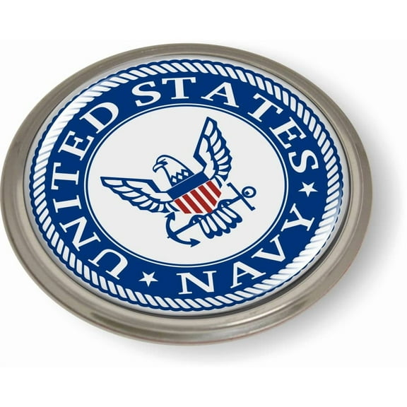 BestLicensePlateFrames - United States Navy Logo 3D Domed CAR Emblem Badge Sticker Semi-Flexible Aluminum Bezel - Official U.S. Navy Licensed Product