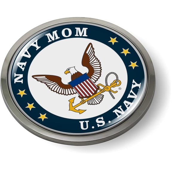 [Officially Licensed Product] - U.S. Navy Mom 3D Domed CAR Emblem Badge Sticker Round