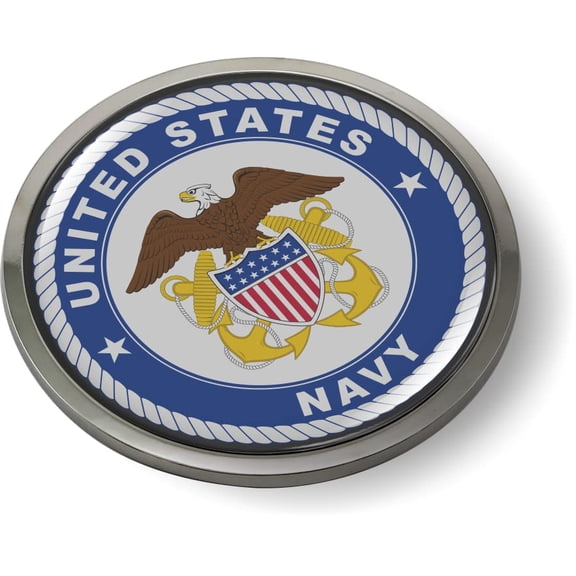 [Officially Licensed Product] - U.S. Navy Officer Crest 3D Domed CAR Emblem Badge Sticker Round