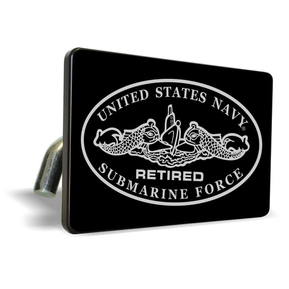 [Officially Licensed Product] - U.S. Navy Submarine Force Retired - Premium QuaIity Anodized Billet Aluminum Laser Etched UV Resistant Metal Trailer/Tow Hitch Cover for 2" Receivers for Car, Truck