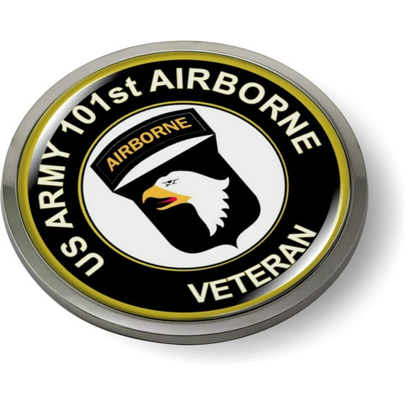BestLicensePlateFrames - US Army 101ST Airborne Veteran 3D Domed Emblem Car Sticker Chrome Metal Bezel - Official U.S. Army Licensed Product