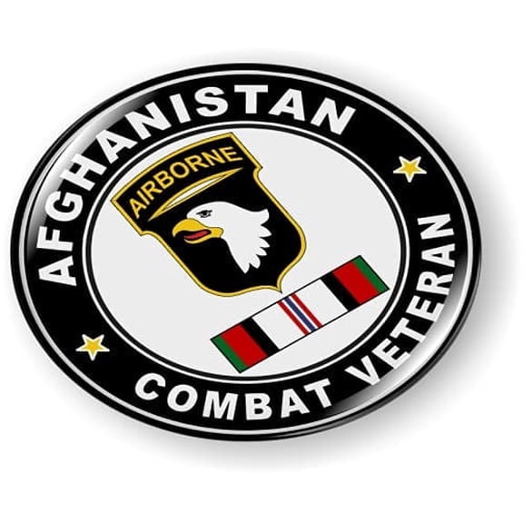 BestLicensePlateFrames Afghanistan Combat Veteran U.S. Army 3D Domed Car Emblem Badge Sticker, Flexible Design
