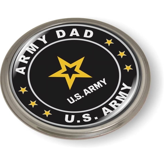 BestLicensePlateFrames - U.S. Army Dad 3D Domed CAR Emblem Badge Sticker Semi-Flexible Aluminum Bezel - Official U.S. Army Licensed Product