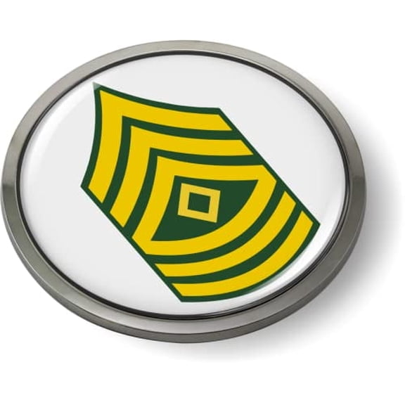 BestLicensePlateFrames - U.S. Army Rank Insignia Enlisted Soldiers 3D Domed CAR Emblem Badge Sticker Chrome Metal Bezel - First Sergeant E-8 (1SG) - Official U.S. Army Licensed Product