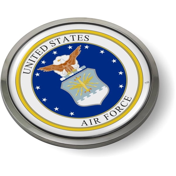 BestLicensePlateFrames - United States AIR Force, USAF 3D Domed CAR Emblem Badge Sticker Chrome Plastic Bezel - Official USAF and USSF Licensed Product