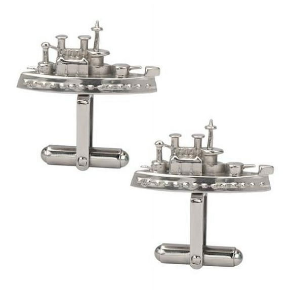 Officially Licensed Silver Stainless Steel Battleship Piece Cufflinks