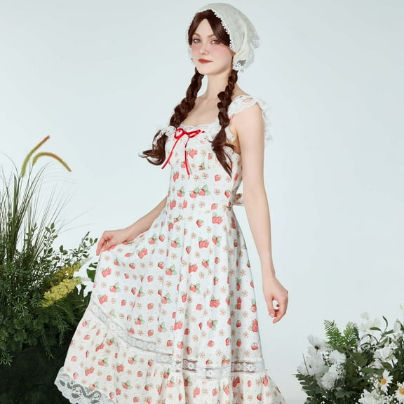 [Officially Licensed] Strawberry Shortcake Midi Dress for Women Prom Dresses, XL