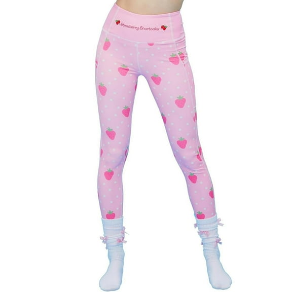 [Officially Licensed] Strawberry Shortcake Pink Yoga Pants Leggings for Women, L