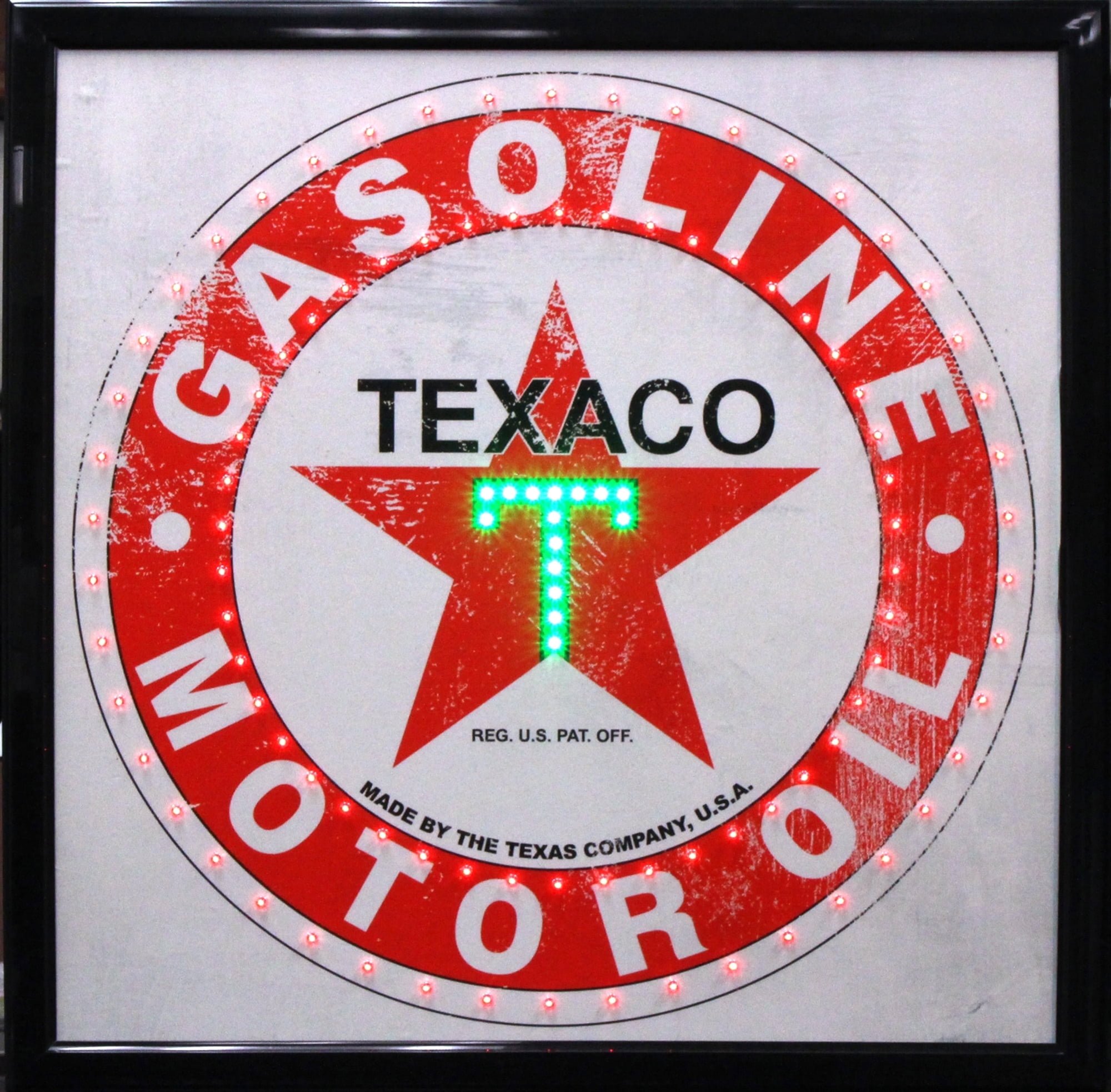 Officially Licensed Texaco Gasoline Motor Oil Framed LED Sign