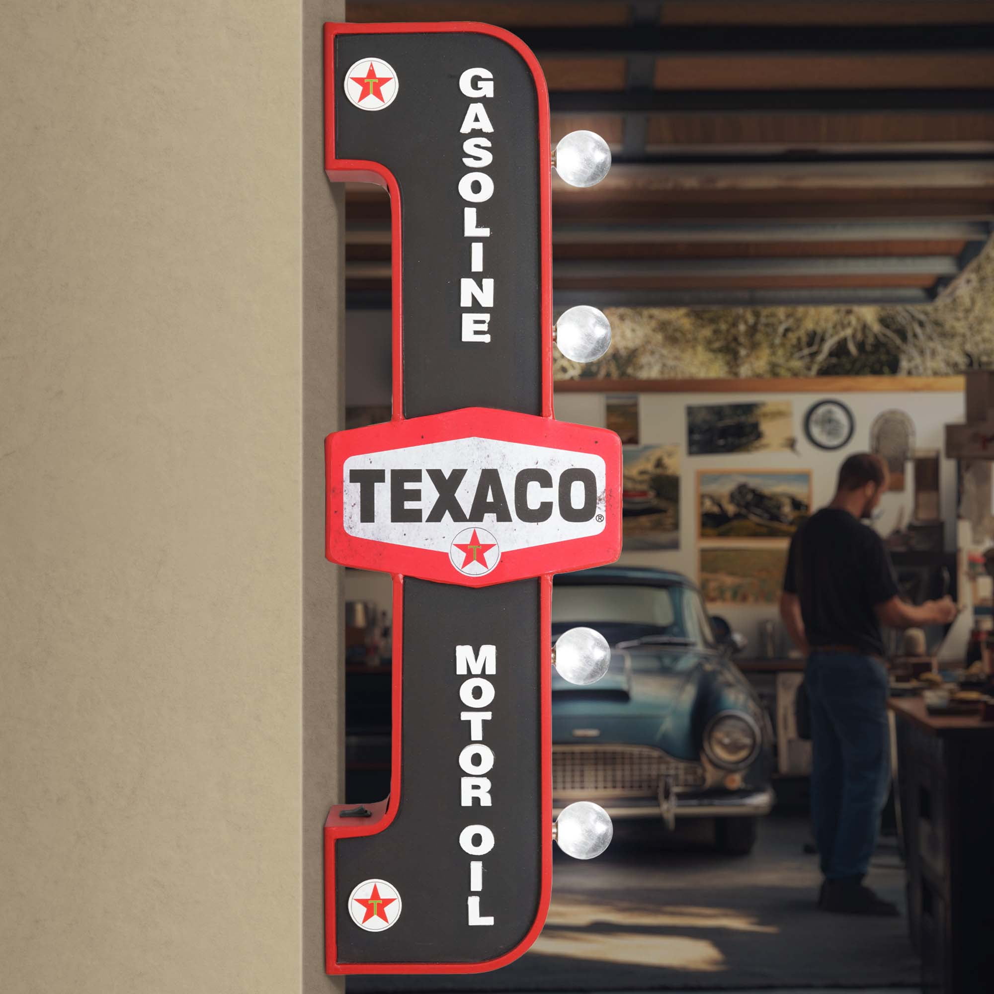 Retro Texaco Gasoline Motor Oil LED Marquee Sign