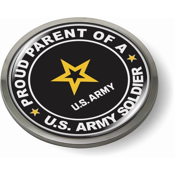 BestLicensePlateFrames - Proud Parent of a U.S. Army Soldier 3D Domed CAR Emblem Badge Sticker Chrome Metal Bezel - Official U.S. Army Licensed Product