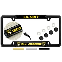 [Officially Licensed Product] - U.S. Army 101st Airborne Division - Domed Custom-Made Personalized Narrow (Thin) Top 4 Hole Metal Car License Plate Frame with Free caps - Black (Qty: 1 Frame)