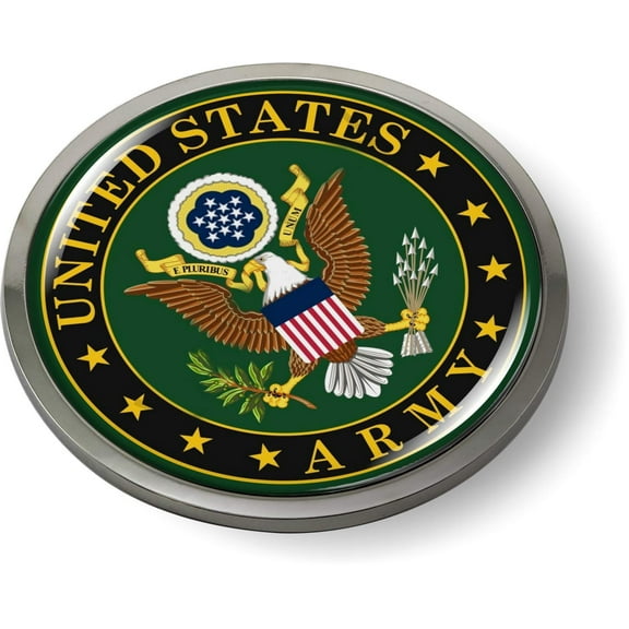 BestLicensePlateFrames - US Army CAR Emblem 3D Domed Badge Sticker with Chrome Metal Bezel - Official U.S. Army Licensed Product