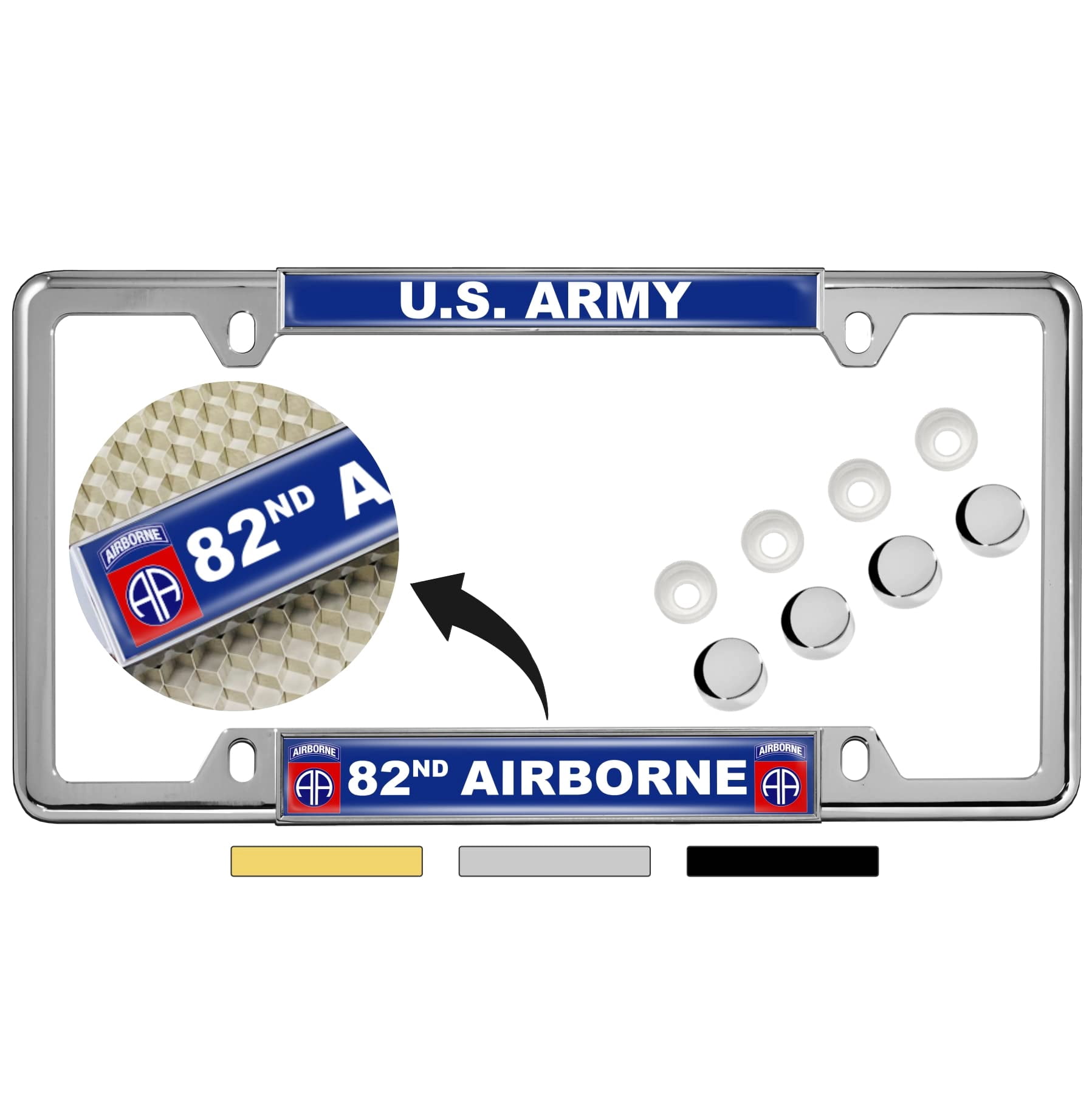 USAF Thunderbirds License Plate Frame - Chrome Thin Top Metal Frame With Free Caps - Officially Licensed Air Force