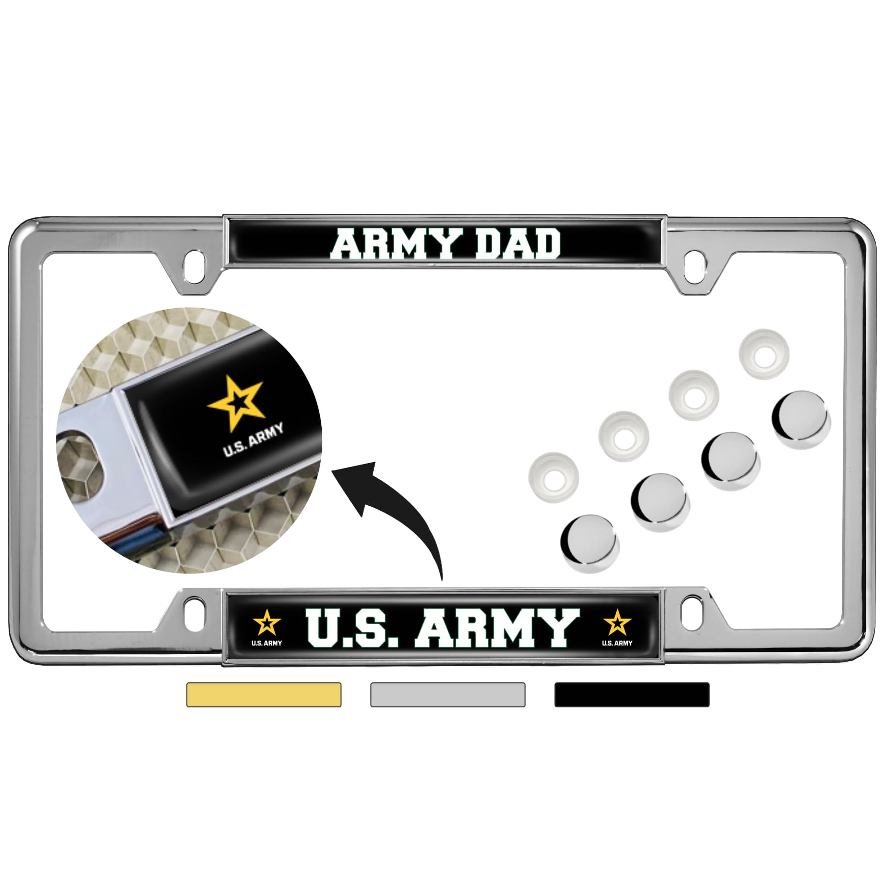 Officially Licensed USMC License Plate Frame - "The Few The Proud" Thin Top Metal Frame, Black, Domed Design, Made In USA
