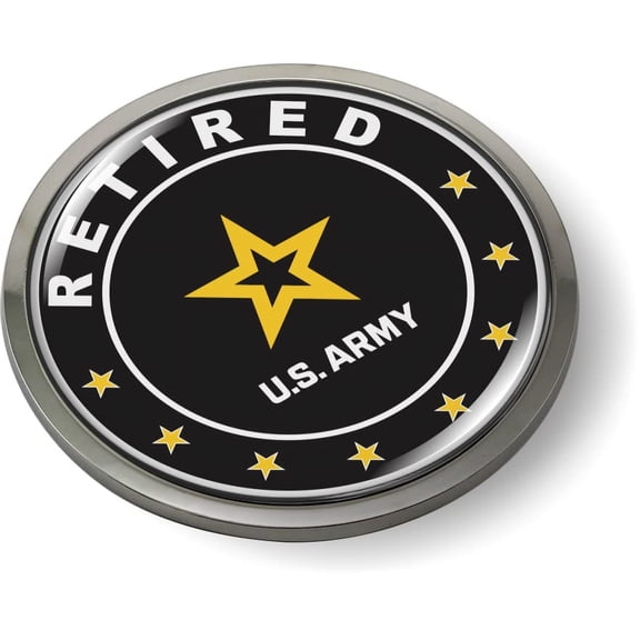 BestLicensePlateFrames - US Army Retired CAR Emblem 3D Domed Badge Sticker with Chrome Metal Bezel - Official U.S. Army Licensed Product