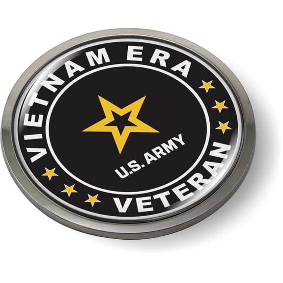 BestLicensePlateFrames - US Army Vietnam ERA Veteran CAR Emblem 3D Domed Badge Sticker with Chrome Metal Bezel - Official U.S. Army Licensed Product