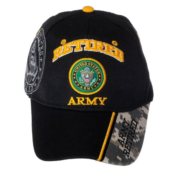 Officially Licensed US Army Retired Baseball Cap in Black & Digital Camo