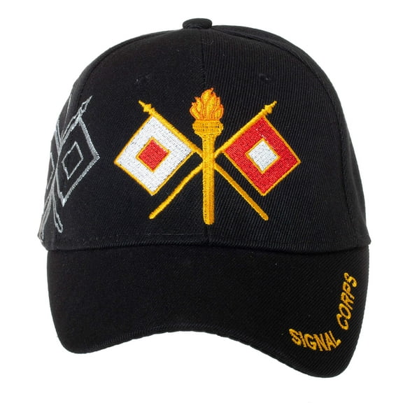 Officially Licensed US Army Signal Corps Embroidered Black Adjustable Baseball Cap