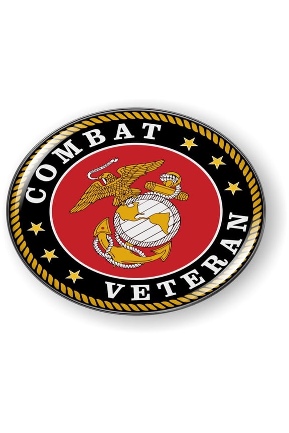 - US Marine Corps Combat Veteran, USMC 3D Domed CAR Emblem Badge Sticker Flexible - Official U.S. Marine Corps Licensed Product