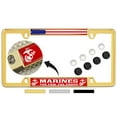 thumbnail image 1 of [Officially Licensed USMC Product] - Marines. The Few. The Proud. - Domed Custom-Made Personalized Narrow (Thin) Top 4 Hole Metal Car License Plate Frame with Free caps - Gold (Qty: 1 Frame), 1 of 9