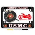 thumbnail image 1 of [Officially Licensed USMC Product] - Motorcycle Domed Custom-Made Personalized Metal License Plate Frame with USMC Proud Parent Design - Black, 1 of 7