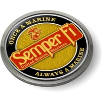 BestLicensePlateFrames - Semper Fi Once a Marine, Always a Marine | USMC 3D Domed CAR Emblem Badge Sticker Chrome Metal Bezel - Official U.S. Marine Corps Licensed Product