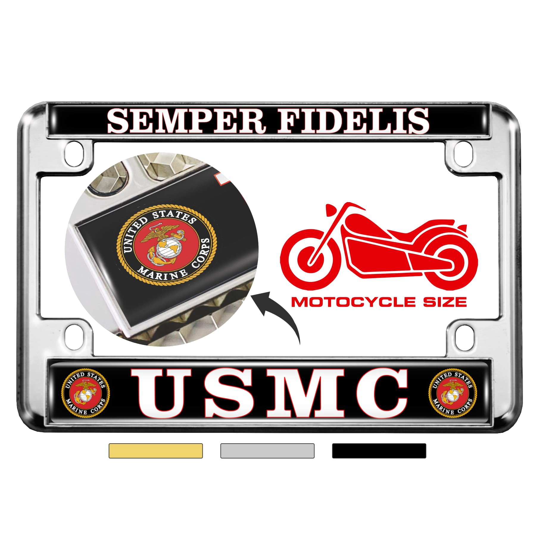 Custom Personalized Aluminum License Plate Frame - Chrome Mirror Finish Front Plate