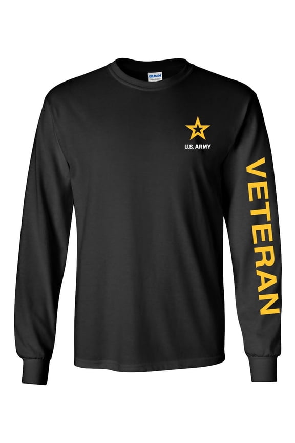 Officially Licensed United States Army Veteran Long Sleeve T-Shirt Black, Large