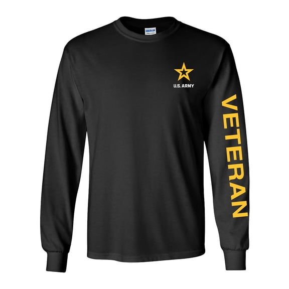 Officially Licensed United States Army Veteran Long Sleeve T-Shirt Black, Medium