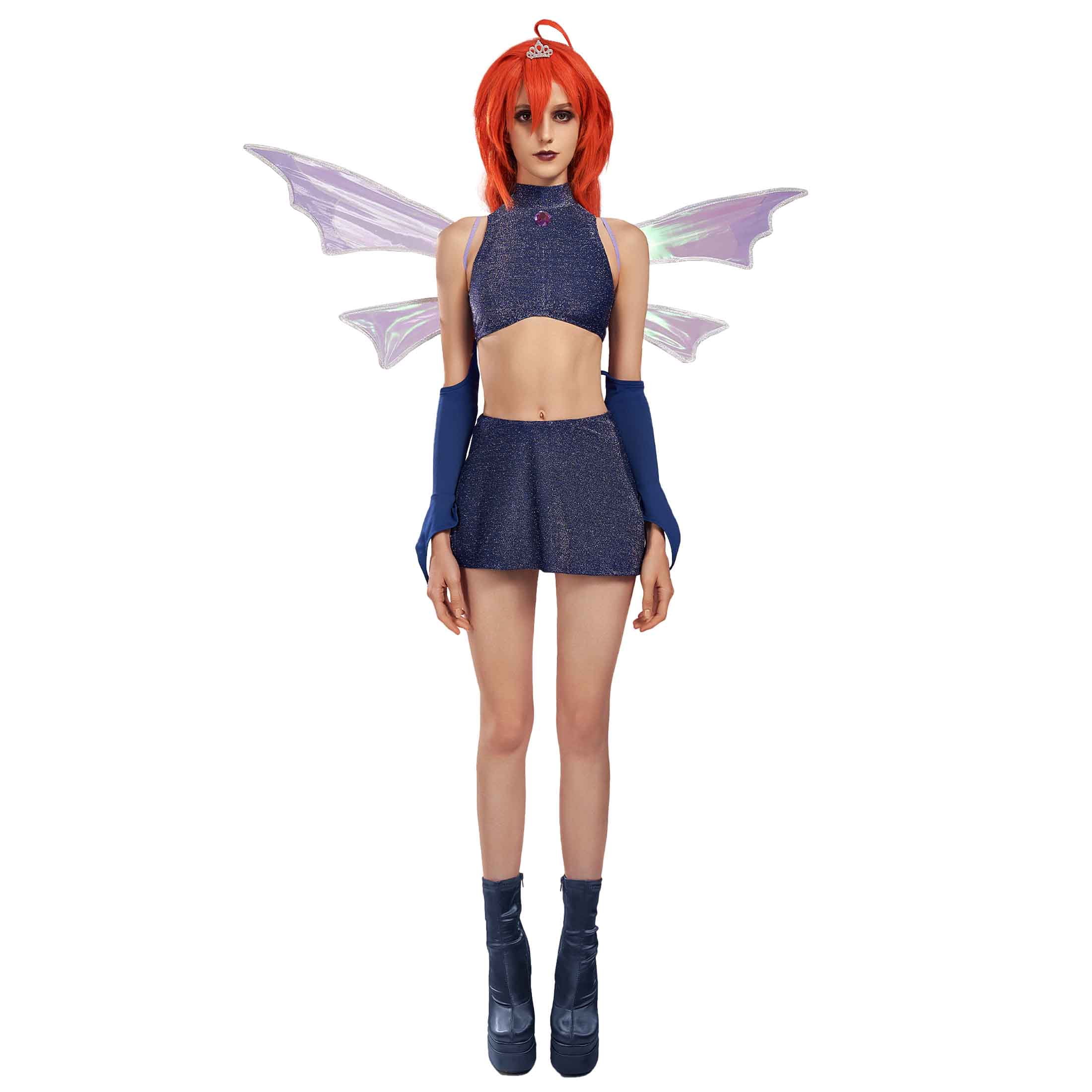 Officially Licensed] Winx Club Dark Bloom Fairy Costume for Women Dark Blue  Top and Skirt with Wings, XL - Walmart.com
