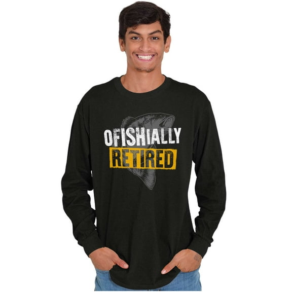 Officially Retired Fishermen Pun Long Sleeve TShirt Men Women Brisco Brands S